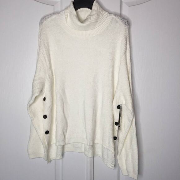 1 State Waffle-Knit Button Turtleneck Sweater Size XLarge NWT xl cowl winter - Picture 2 of 8